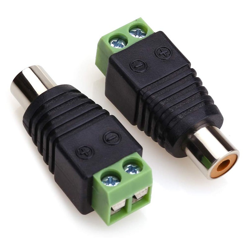 MOBOREST RCA Cable Audio Adapter, Phono RCA Male Plug to AV Screw Terminal Audio/Video Speaker Wire connectors Solderless Adapter (Solder Free RCA Female-2pack) - Image 1